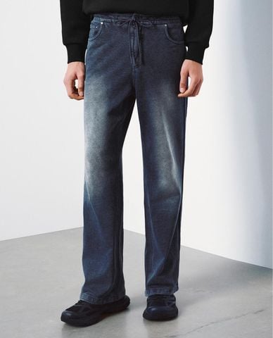  URBAN REVIVO - Quần jeans nam ống đứng wash bạc 