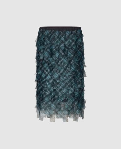  URBAN REVIVO - Chân váy phom suông midi xếp lớp 