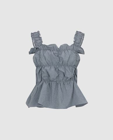  URBAN REVIVO - Áo hai dây nữ nhún bèo xếp tầng 