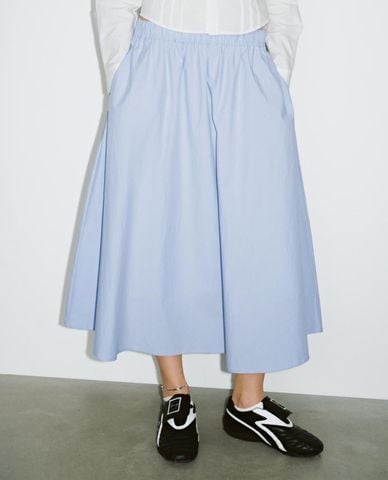  URBAN REVIVO - Chân váy chữ A midi lưng thun 