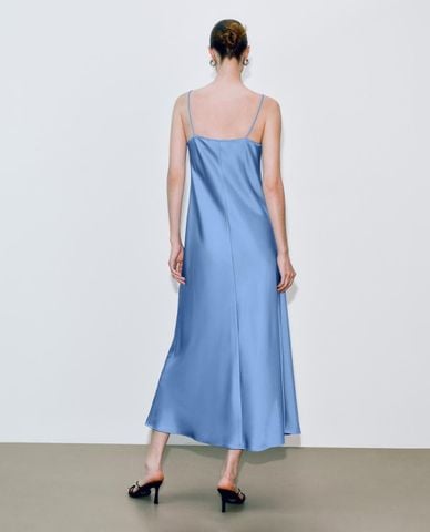  URBAN REVIVO - Đầm hai dây midi cổ V phom suông 