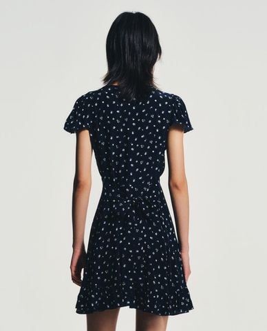  URBAN REVIVO - Đầm mini cổ V họa tiết hoa nhí 