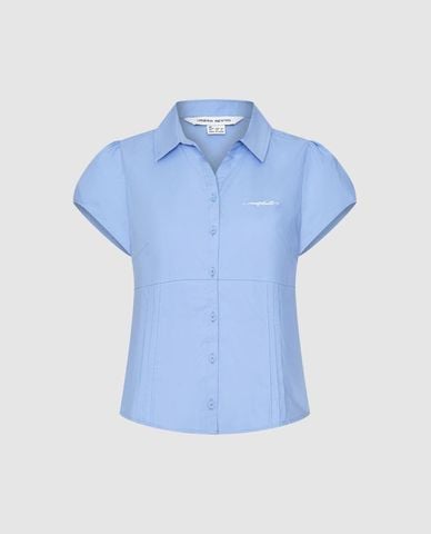  URBAN REVIVO - Áo sơ mi nữ cổ bẻ tay ngắn 