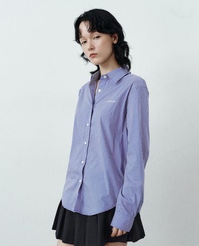  URBAN REVIVO - Áo sơ mi nữ cổ bẻ tay dài kẻ caro 