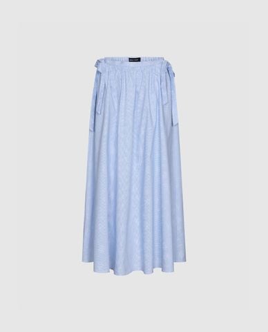  URBAN REVIVO - Chân váy phom suông midi kẻ sọc phối nơ 