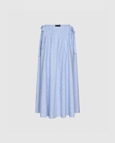  URBAN REVIVO - Chân váy phom suông midi kẻ sọc phối nơ 