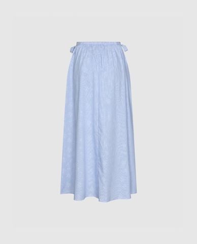  URBAN REVIVO - Chân váy phom suông midi kẻ sọc phối nơ 