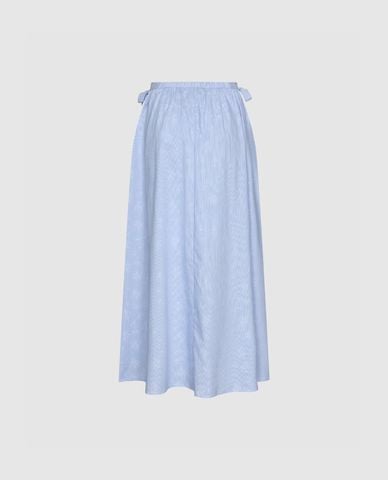  URBAN REVIVO - Chân váy phom suông midi kẻ sọc phối nơ 