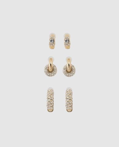  URBAN REVIVO - Set 3 khuyên tai nữ đính đá 