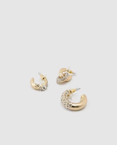  URBAN REVIVO - Set 3 khuyên tai nữ đính đá 