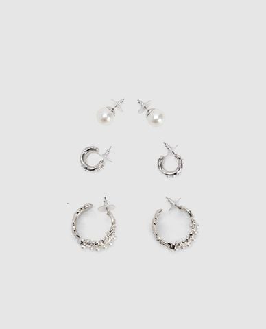  URBAN REVIVO - Set 3 khuyên tai nữ ngọc trai 