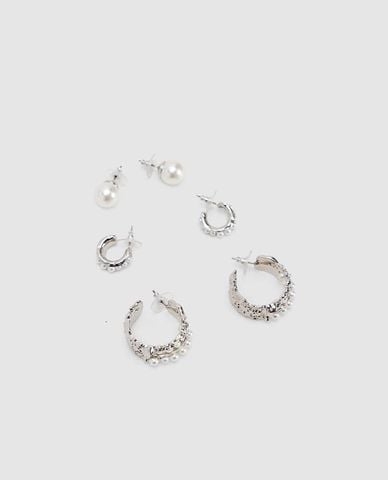  URBAN REVIVO - Set 3 khuyên tai nữ ngọc trai 