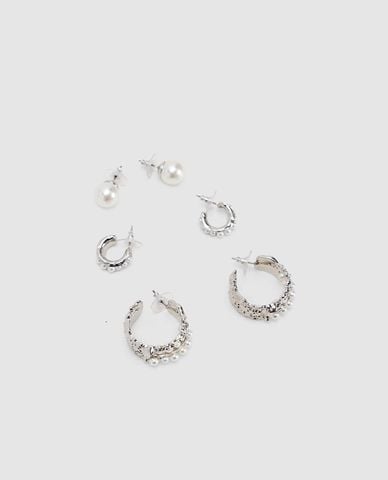  URBAN REVIVO - Set 3 khuyên tai nữ ngọc trai 