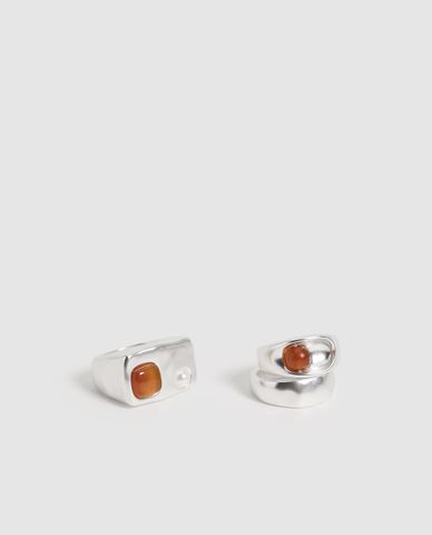  URBAN REVIVO - Set 3 nhẫn nữ bản lớn đính đá 