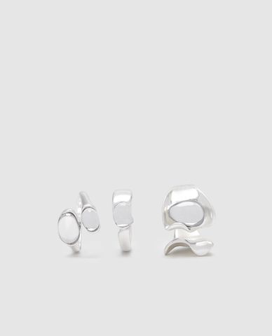  URBAN REVIVO - Set 3 nhẫn nữ uốn lượn đính đá 