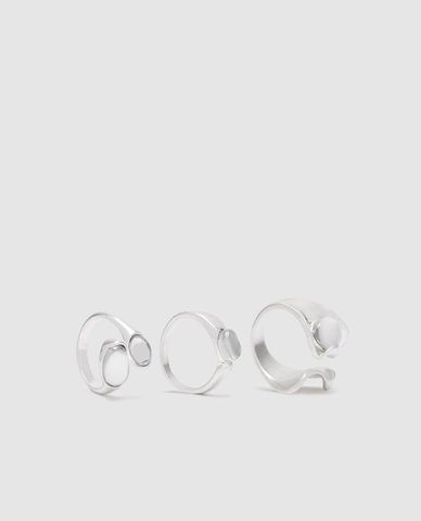  URBAN REVIVO - Set 3 nhẫn nữ uốn lượn đính đá 