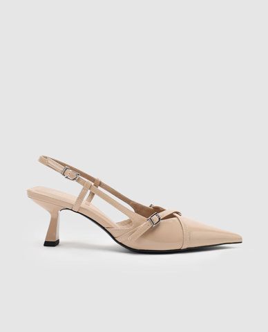  URBAN REVIVO - Giày sandals cao gót nữ bít mũi khóa kim loại 