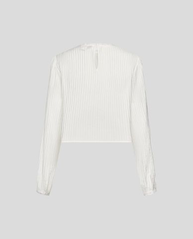  URBAN REVIVO - Áo kiểu nữ cổ tròn tay dài phối ren 