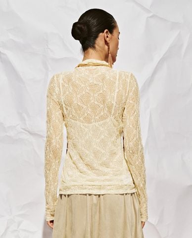  URBAN REVIVO - Áo kiểu nữ cổ đổ tay dài 