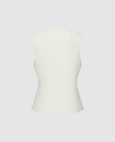  URBAN REVIVO - Áo khoác gilet nữ khuy tròn 