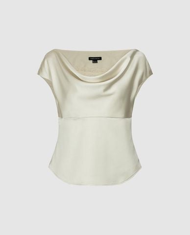  URBAN REVIVO - Áo kiểu nữ cổ đổ tay ngắn nữ tính 