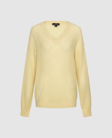  URBAN REVIVO - Áo dệt kim nữ cổ V tay dài phom rộng 