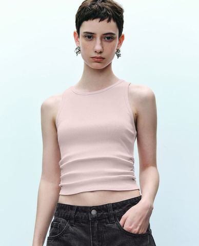  URBAN REVIVO - Áo sát nách dệt kim nữ phom croptop 