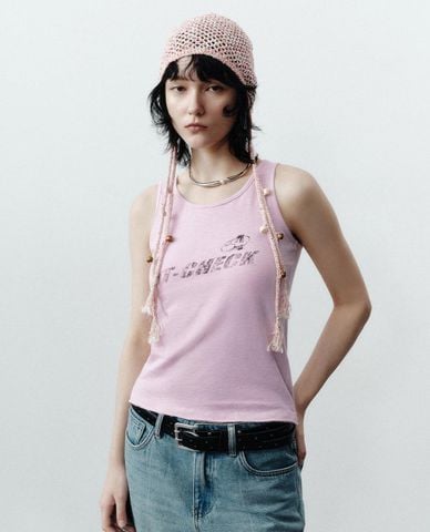  URBAN REVIVO - Áo sát nách nữ cổ tròn in họa tiết 