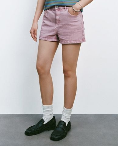  URBAN REVIVO - Quần short jeans nữ cạp cao 