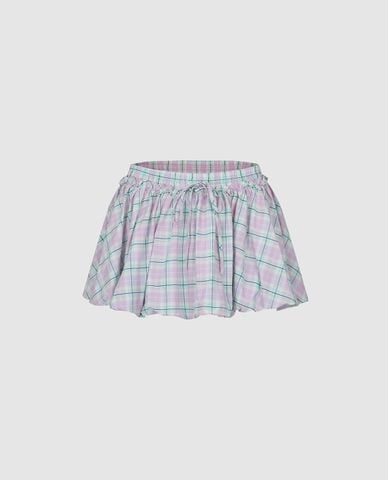  URBAN REVIVO - Chân váy chữ A mini kẻ sọc caro 