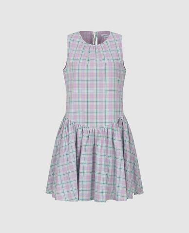  URBAN REVIVO - Đầm sát nách mini kẻ caro xếp li 