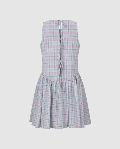  URBAN REVIVO - Đầm sát nách mini kẻ caro xếp li 