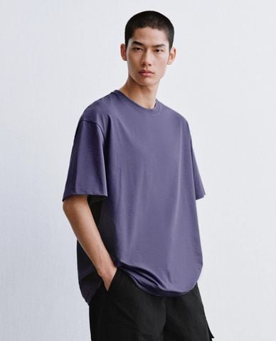  URBAN REVIVO - Áo thun nam cổ tròn tay ngắn 