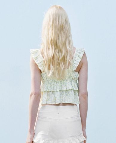  URBAN REVIVO - Áo hai dây nữ hoa nhí tầng bèo 