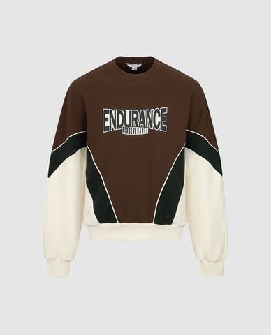  URBAN REVIVO - Áo sweatshirt nam cổ tròn tay dài phối màu 