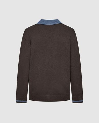  URBAN REVIVO - Áo dệt kim nam tay dài phối họa tiết chữ 