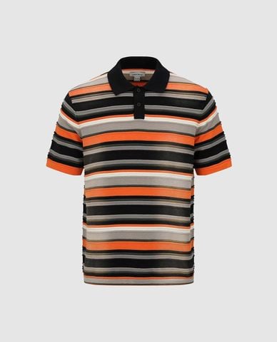  URBAN REVIVO - Áo polo nam tay ngắn sọc ngang phối màu 