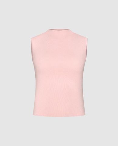  URBAN REVIVO - Áo dệt kim nữ sát nách cổ tròn phom ôm 