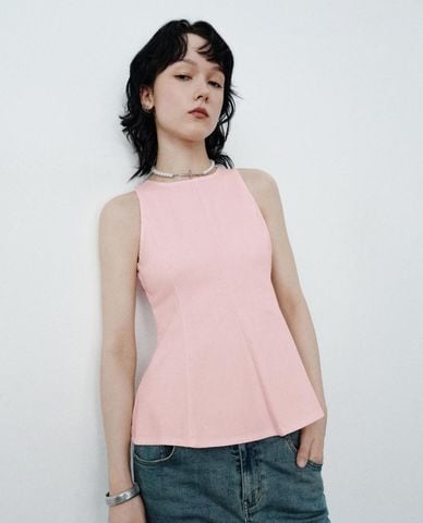  URBAN REVIVO - Áo sát nách nữ cổ tròn dáng xoè 
