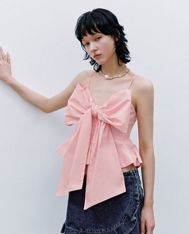  URBAN REVIVO - Áo hai dây nữ phối nơ Bow Decor 