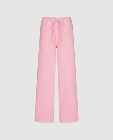  URBAN REVIVO - Quần jeans nữ ống rộng dây rút 