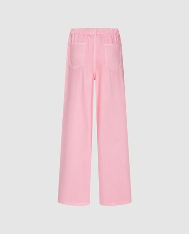  URBAN REVIVO - Quần jeans nữ ống rộng dây rút 