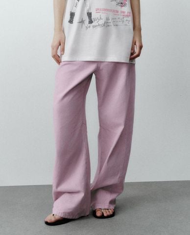  URBAN REVIVO - Quần jeans nữ ống rộng trẻ trung 