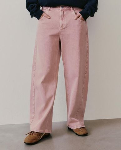  URBAN REVIVO - Quần jeans nữ ống rộng hiện đại 