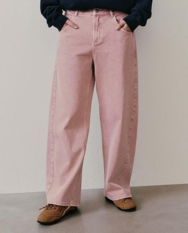  URBAN REVIVO - Quần jeans nữ ống rộng hiện đại 