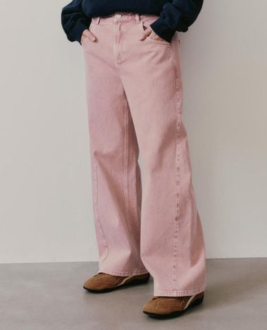  URBAN REVIVO - Quần jeans nữ ống rộng hiện đại 