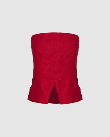  URBAN REVIVO - Áo kiểu nữ cúp ngực Bow Decor 