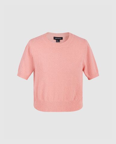  URBAN REVIVO - Áo dệt kim nữ cổ tròn tay ngắn phom croptop 