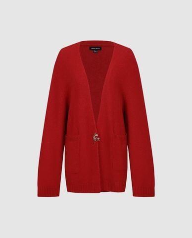  URBAN REVIVO - Áo khoác cardigan nữ cổ V phối khuy cài 