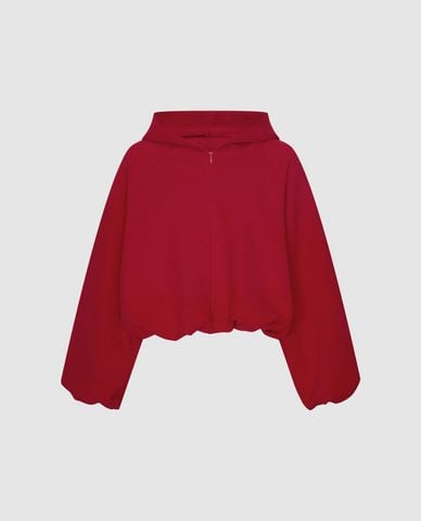  URBAN REVIVO - Áo hoodie nữ phối mũ tay dài phom croptop 